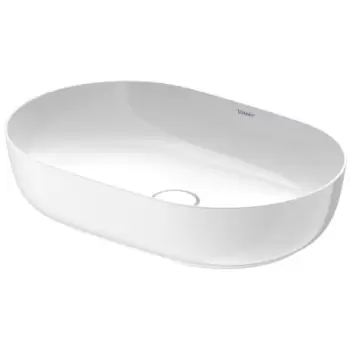 Lavoar tip bol Duravit Luv 60x40cm fara orificiu baterie fara preaplin montare pe blat include capac ceramic alb lucios interior/alb satin mat exterior imagine