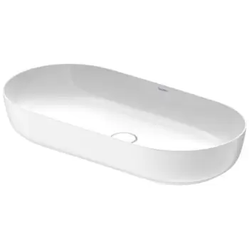 Lavoar tip bol Duravit Luv 80x40cm fara orificiu baterie fara preaplin montare pe blat include capac ceramic alb lucios interior/alb satin mat exterior imagine