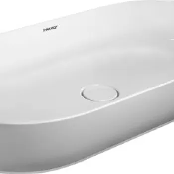 Lavoar tip bol Duravit Luv 80x40cm  fara orificiu baterie  fara preaplin  montare pe blat  include capac ceramic  alb lucios interior/gri satin mat exterior imagine