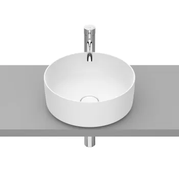 Lavoar tip bol Roca Inspira Round 370x37mm fara orificiu baterie fara preaplin montare pe blat alb mat imagine