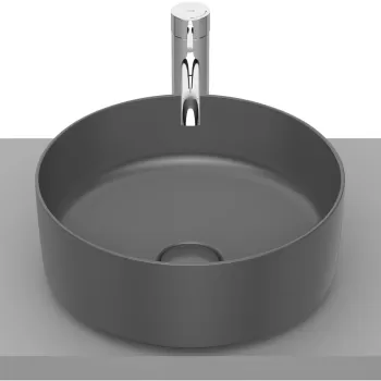 Lavoar tip bol Roca Inspira Round 370x37mm fara orificiu baterie fara preaplin montare pe blat onyx imagine
