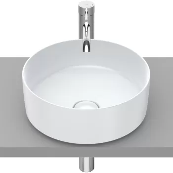 Lavoar tip bol Roca Inspira Round 370x37mm fara orificiu baterie fara preaplin montare pe blat perla imagine