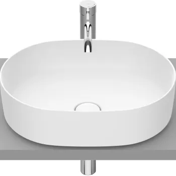 Lavoar tip bol Roca Inspira Round 500x370mm fara orificiu baterie fara preaplin montare pe blat alb mat imagine