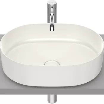 Lavoar tip bol Roca Inspira Round 500x370mm fara orificiu baterie fara preaplin montare pe blat bej imagine
