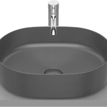 Lavoar tip bol Roca Inspira Round 500x370mm fara orificiu baterie fara preaplin montare pe blat onyx imagine