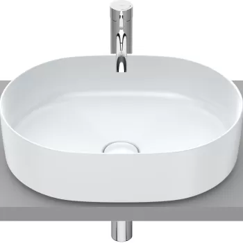 Lavoar tip bol Roca Inspira Round 500x370mm fara orificiu baterie fara preaplin montare pe blat perla imagine