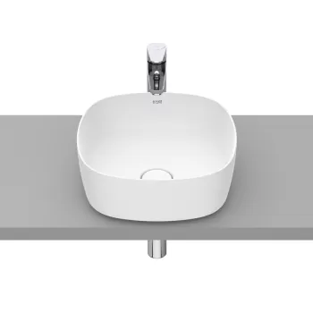Lavoar tip bol Roca Inspira Soft 370x370cm fara orificiu baterie fara preaplin montare pe blat alb mat imagine