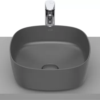 Lavoar tip bol Roca Inspira Soft 370x370cm fara orificiu baterie fara preaplin montare pe blat onyx imagine