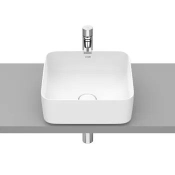 Lavoar tip bol Roca Inspira Square 370x370mm fara orificiu baterie fara preaplin montare pe blat alb mat imagine