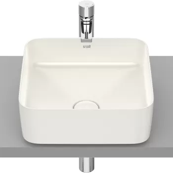 Lavoar tip bol Roca Inspira Square 370x370mm fara orificiu baterie fara preaplin montare pe blat bej imagine
