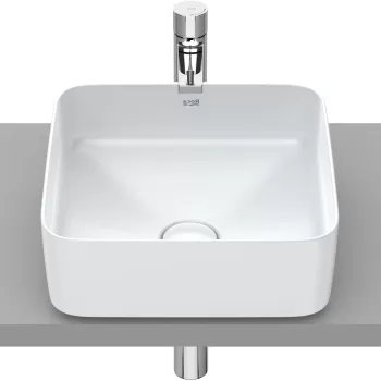 Lavoar tip bol Roca Inspira Square 370x370mm fara orificiu baterie fara preaplin montare pe blat perla imagine