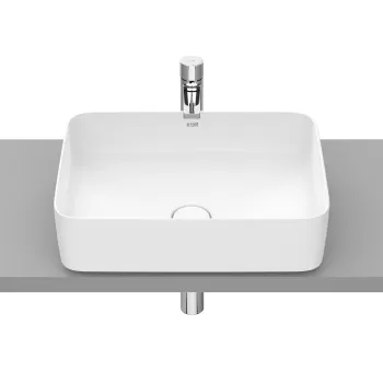 Lavoar tip bol Roca Inspira Square 500x370cm fara orificiu baterie fara preaplin montare pe blat alb mat imagine