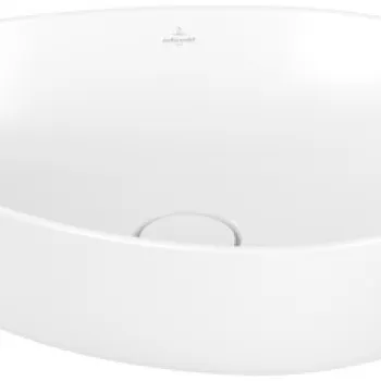 Lavoar tip bol Villeroy & Boch Antao Ceramic Plus 51x40cm  ventil fix cu capac ceramic  Stone White imagine