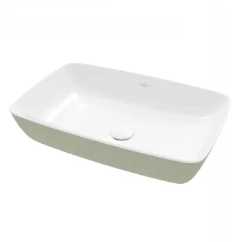 Lavoar tip bol Villeroy & Boch Artis 58x38cm fara orificiu baterie fara preaplin montare pe blat Sage Green imagine