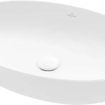 Lavoar tip bol Villeroy & Boch Artis 61x41cm fara orificiu baterie fara preaplin montare pe blat alb mat imagine