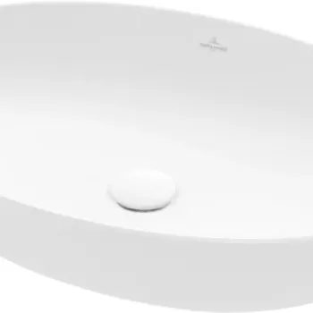 Lavoar tip bol Villeroy & Boch Artis 61x41cm fara orificiu baterie fara preaplin montare pe blat alb mat imagine