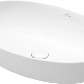 Lavoar tip bol Villeroy & Boch Artis CeramicPlus 61x41cm fara orificiu baterie fara preaplin montare pe blat alb Alpin imagine