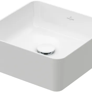 Lavoar tip bol Villeroy & Boch Collaro 38x38cm patrat fara orificiu baterie fara preaplin alb imagine
