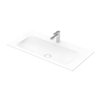 Lavoar Villeroy & Boch Finion Ceramic Plus  100x50cm  fara preaplin  montare pe mobilier  ventil fix cu capac ceramic  Stone White imagine