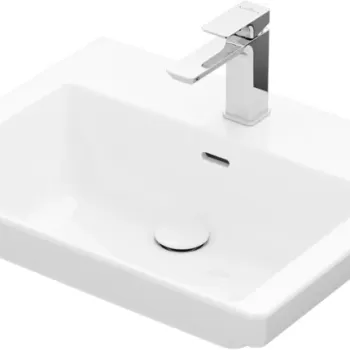 Lavoar Villeroy & Boch Subway 3.0 CeramicPlus 60x47cm cu preaplin si finisaj suplimentar alb Alpin imagine