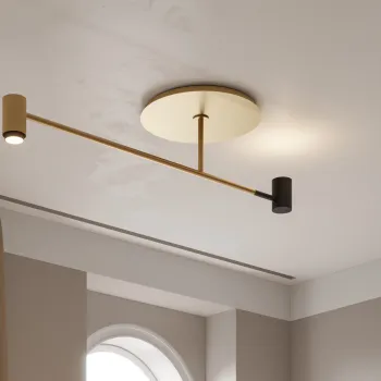 Lustra Contardi Melanocetus  design Tristan Auer  LED 2x7.5W GU10  auriu satinat cu detalii negre imagine