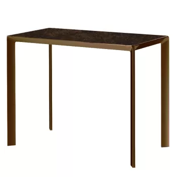 Masa consola Dexo Class Lite 120x75cm h74cm baza metal bronz blat ceramic Vulcano Moka imagine