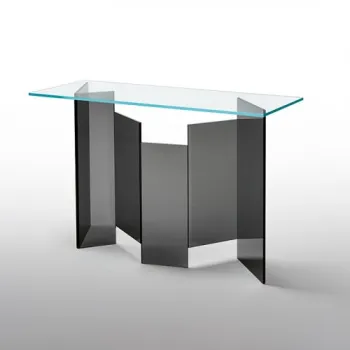 Masa consola Tonelli Design Metropolis  design G. Maurizio Scutella  120x45cm  h 75cm  baza sticla Fume  top sticla clara imagine