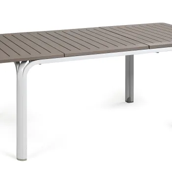 Masa exterior Nardi Alloro 140 extensibila  max 210x100cm  baza aluminiu alba  top tortora imagine