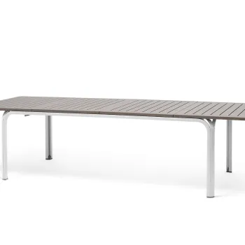 Masa exterior Nardi Alloro 210 extensibila  max 280x100cm  baza aluminiu alba  top tortora imagine