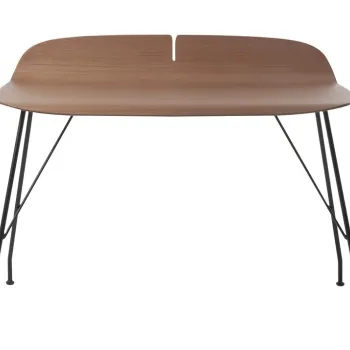 Masa Kartell Earl Of Wood design Philippe Starck cadru metal negru top lemn inchis imagine