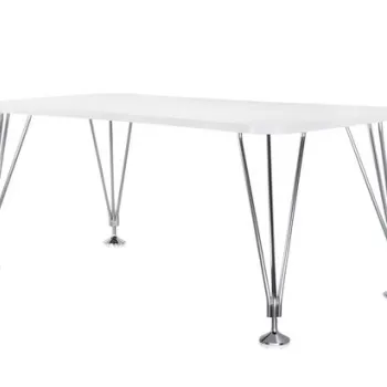 Masa Kartell Max design Ferruccio Laviani 160x80cm cadru metal gri top alb imagine