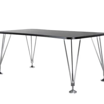 Masa Kartell Max design Ferruccio Laviani 160x80cm cadru metal gri top negru imagine