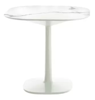 Masa Kartell Multiplo design Antonio Citterio 78x78cm h74cm baza patrata blat cu finisaj marmura alb imagine