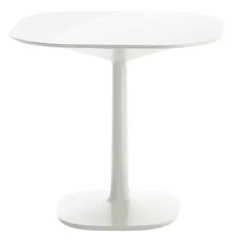 Masa Kartell Multiplo design Antonio Citterio 78x78cm h74cm baza patrata blat sticla alb imagine