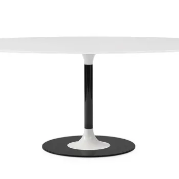 Masa Kartell Thierry XXL design Piero Lissoni 192x118x72cm baza metal blat sticla bej-alb imagine