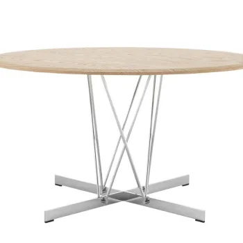 Masa Kartell Viscount of Wood design Philippe Stark d130 cm h72cm baza crom blat frasin imagine