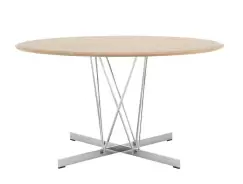 Masa Kartell Viscount of Wood design Philippe Stark d130 cm h72cm baza crom blat frasin imagine