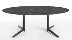 Masa ovala Kartell Multiplo XL design Antonio Citterio 192x118cm h75cm blat cu finisaj marmura negru imagine