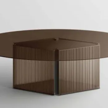 Masa ovala Tonelli Design Bow  design Massimo Castagna  280x110cm  h 75cm  baza sticla T-Stripes Bronze  top sticla Bronze imagine