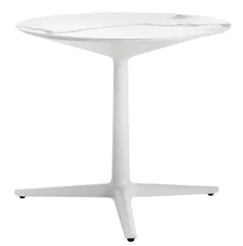 Masa rotunda Kartell Multiplo design Antonio Citterio d78cm h74cm blat cu finisaj marmura alb imagine