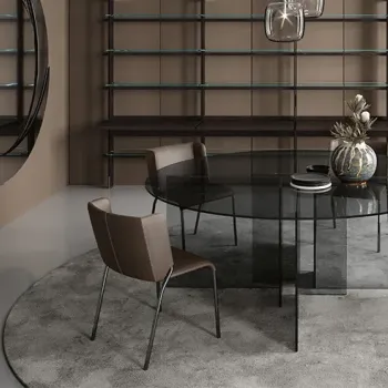 Masa rotunda Tonelli Design Thrim  design Massimo Castagna  d 160cm  h 75cm  baza si top sticla Fume imagine