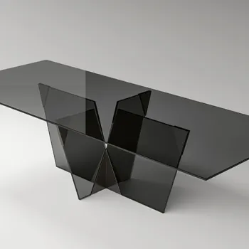 Masa Tonelli Design Crossover  design Massimo Castagna  260x130cm  h 75cm  baza si top sticla Fume imagine
