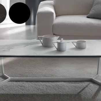 Masuta Dexo Combo 130x70cm h35cm baza metalica negru blat ceramic Stone Slate imagine