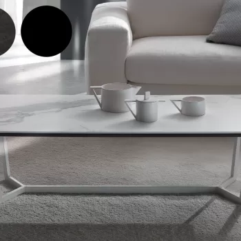 Masuta Dexo Combo 130x70cm h35cm baza metalica negru blat ceramic Stone Slate imagine