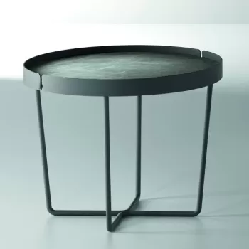 Masuta Dexo Trino diametru 60cm h 45cm baza metalica negru blat ceramic Vulcano Nero imagine