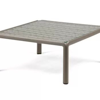 Masuta exterior Nardi Komodo Tavolino Vetro blat sticla 70x70cm h32.5cm taupe imagine