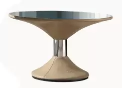 Masuta Gamma Dandy Clepsydra T17 cu top sticla baza imbracata in piele cat F d60cm h36cm Made in Italy imagine