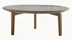 Masuta Gamma Dandy Kong T31 cu top piele categoria H picioare lemn d80cm h30cm Made in Italy imagine