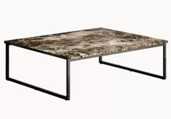Masuta Gamma T62 top marmura emperador dark baza metalica 100x100cm h34cm Made in Italy imagine