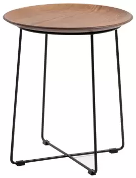 Masuta Kartell Al Wood design Philippe Stark d40cm h45.5cm frasin baza negru lemn inchis imagine